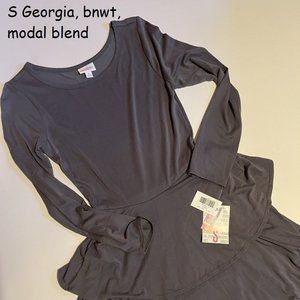 Small Lularoe Georgia ruffled dress, grey modal blend